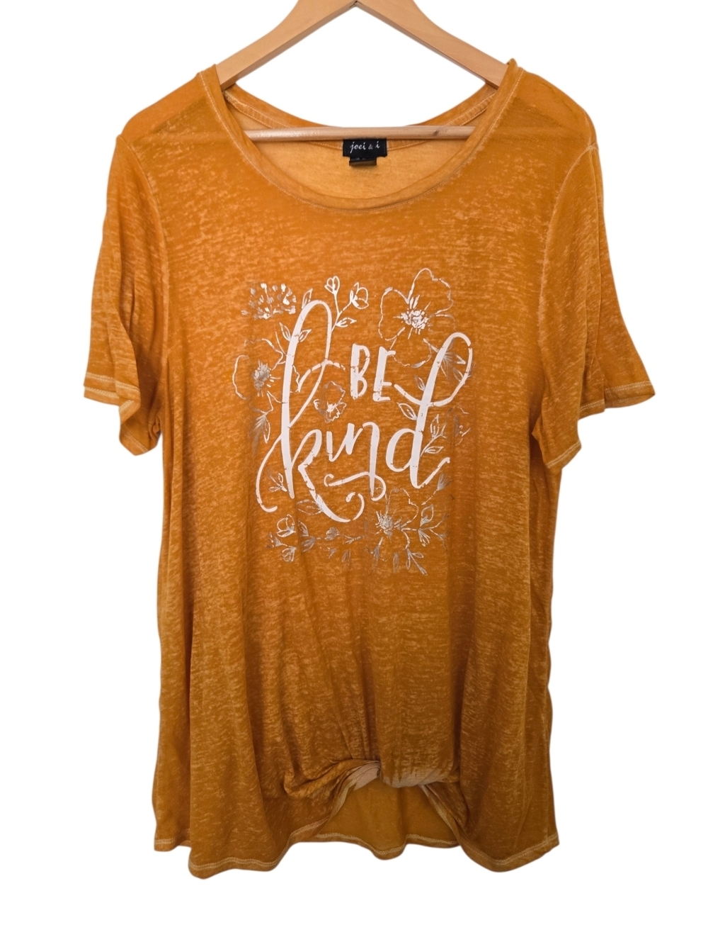 Joei & I Be Kind Graphic Tee 1X Burnt Orange Floral Boho Plus Size Top